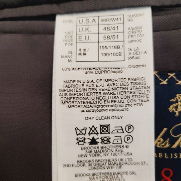 Brooks Brothers Blazer 46R Gray 1818 Madison Estrato Togna 1840 Wool Sport Coat - Picture 10 of 16